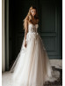 Strapless Ivory Lace Tulle Structured Wedding Dress Strapless Ivory Lace Tulle Structured Wedding Dress